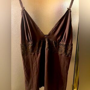 New without tags brown soft cotton with lace cute accent bows at each shoulder.